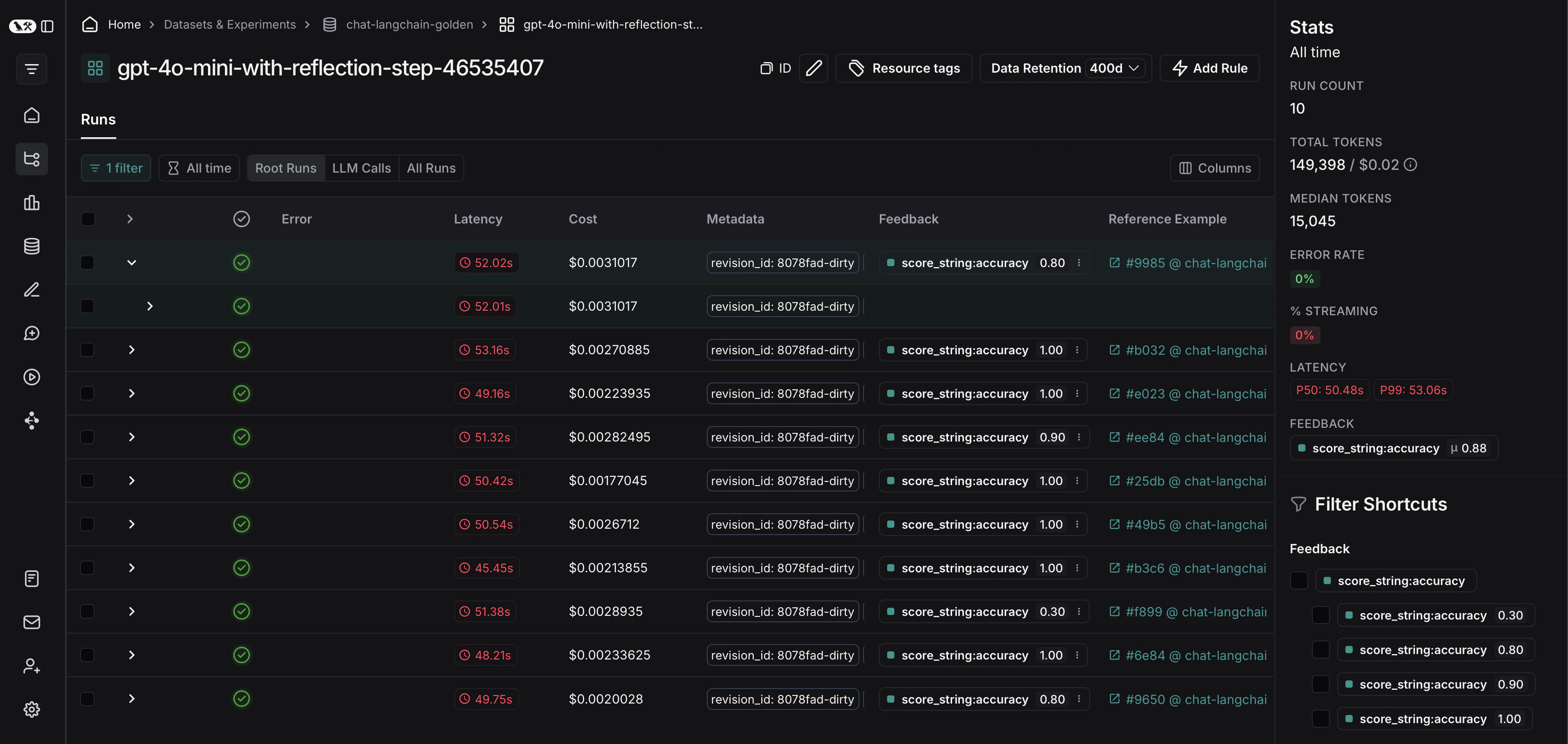 Export filtered traces