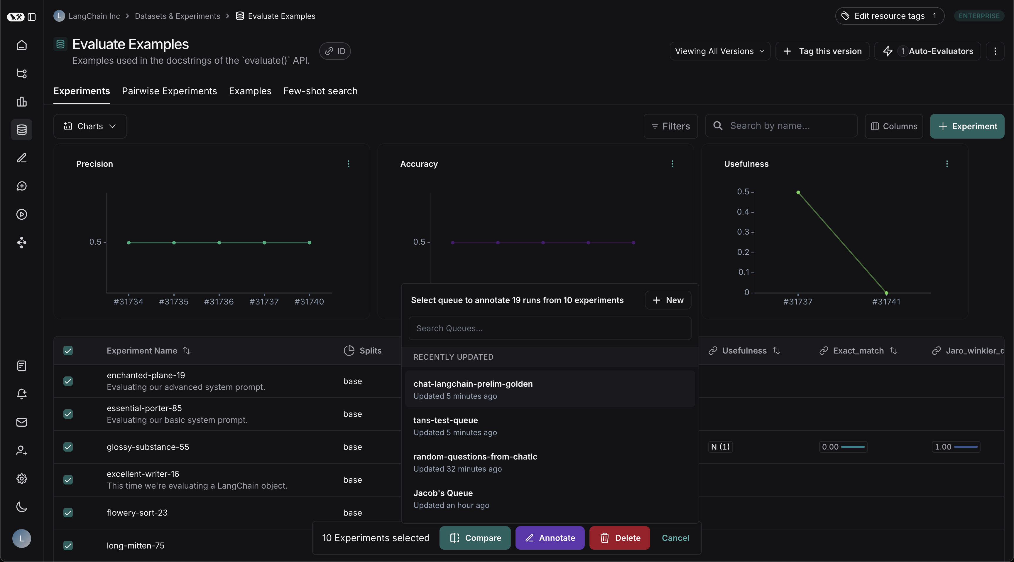 Selected experiments with the Annotate button at the bottom of the page.
