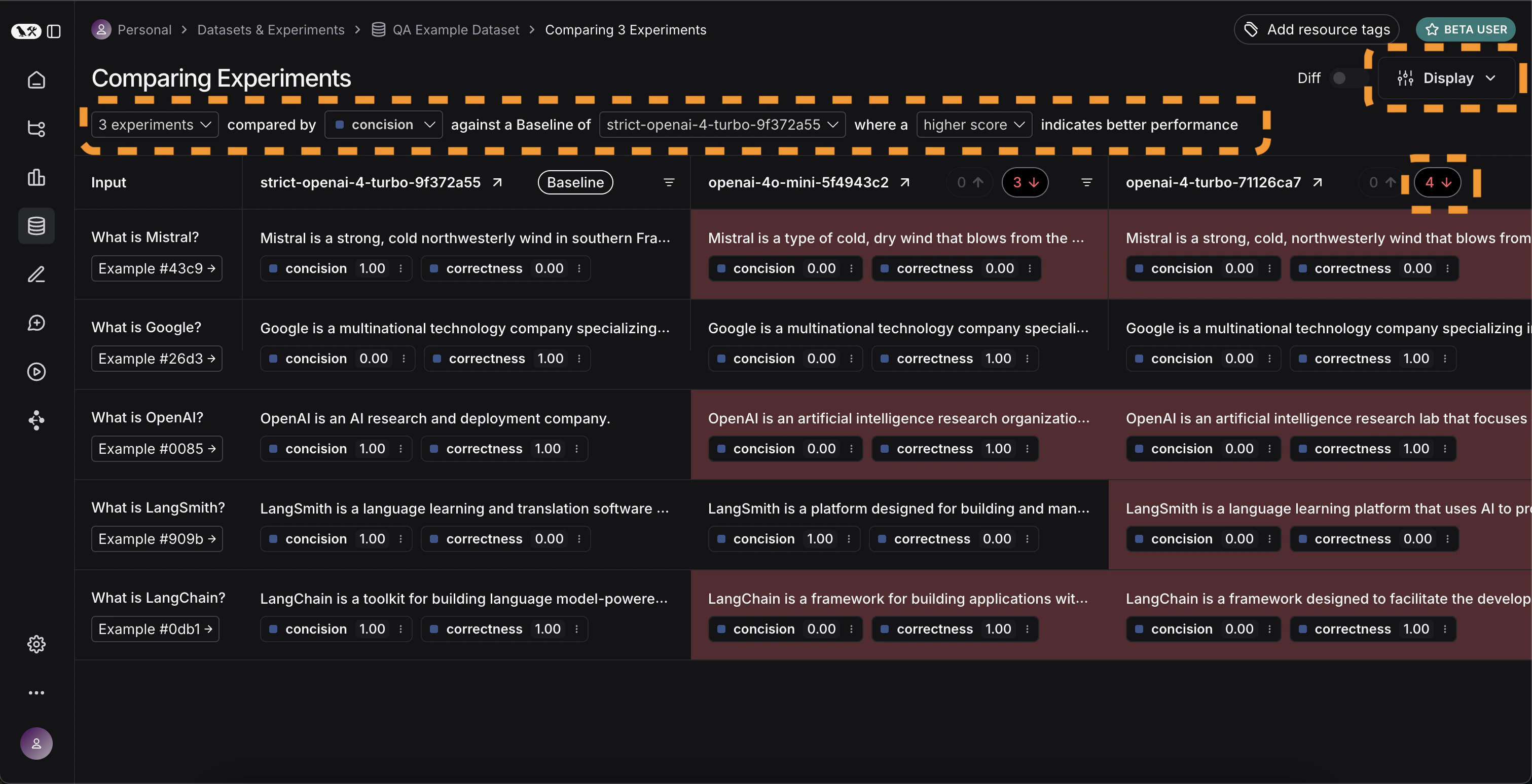 Testing tutorial compare runs