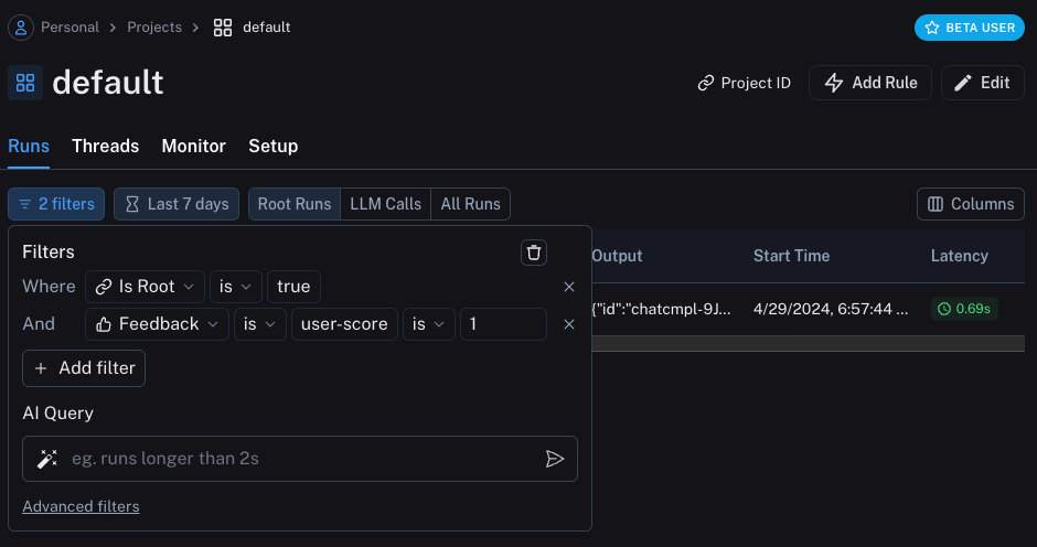 Tracing tutorial filtering