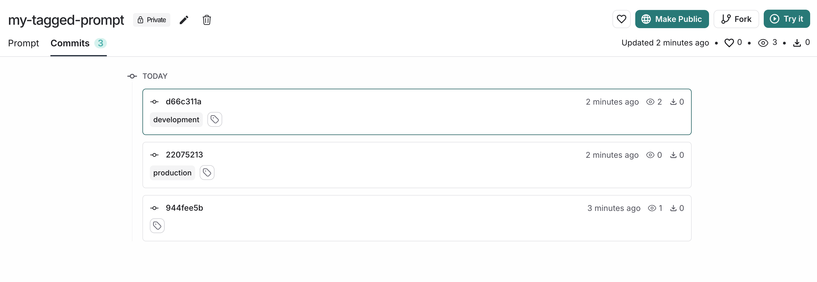 Commits tab