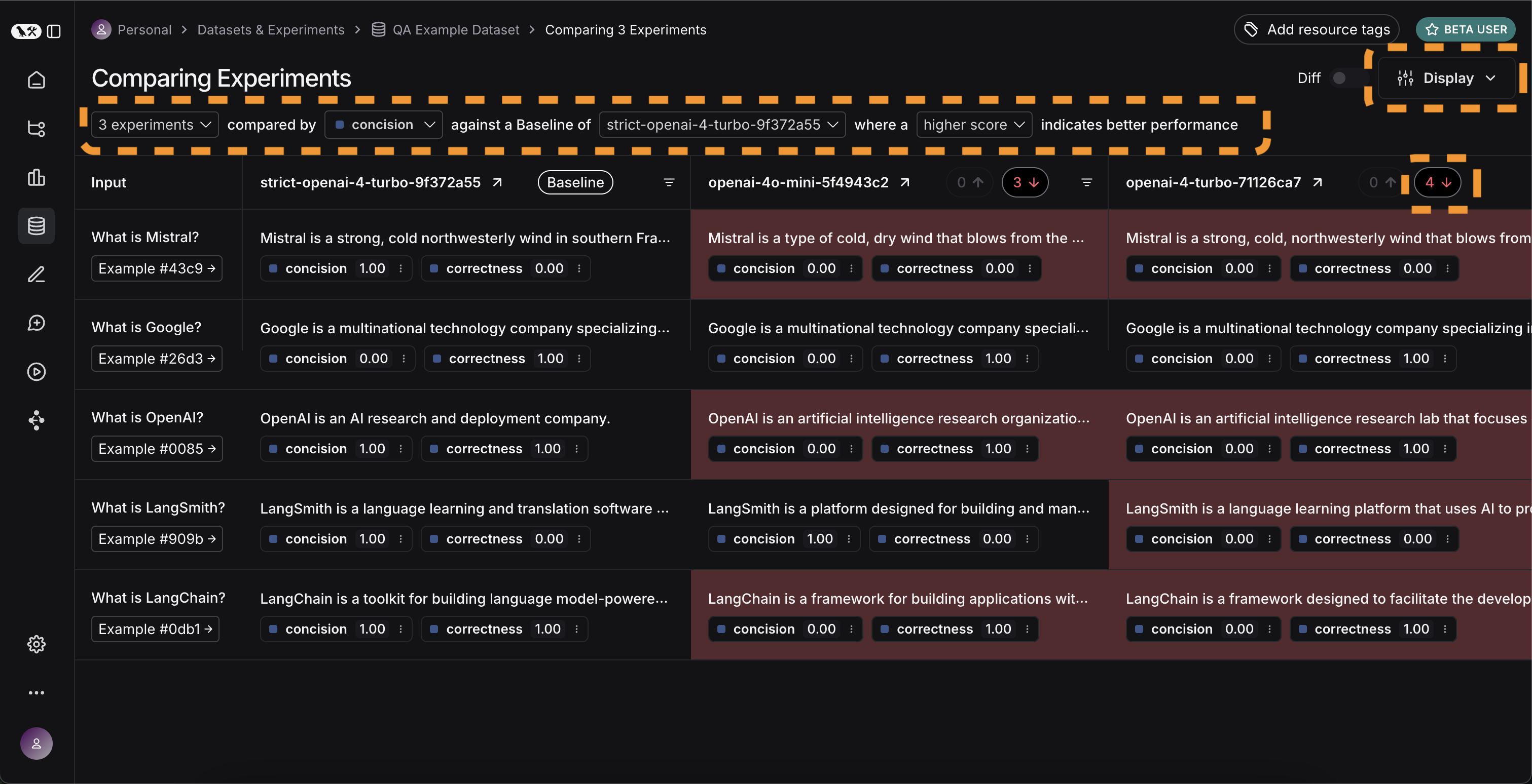 Testing tutorial compare runs