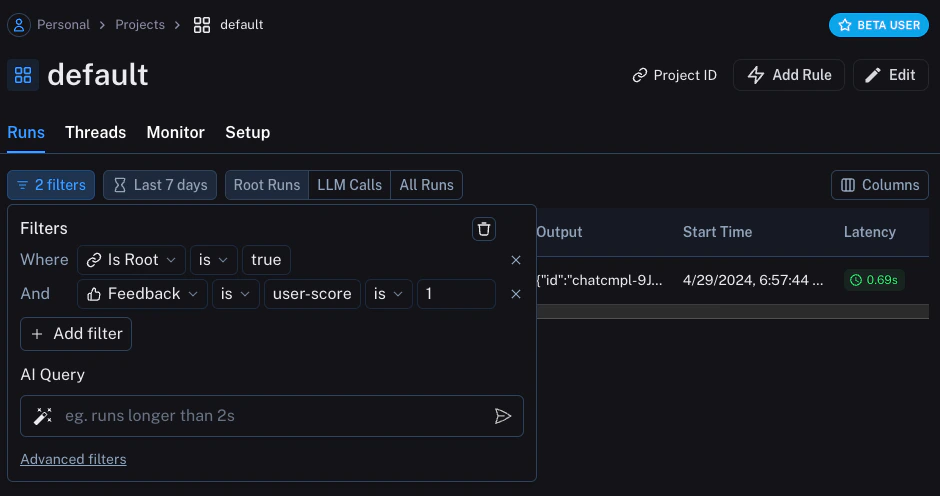 Tracing tutorial filtering