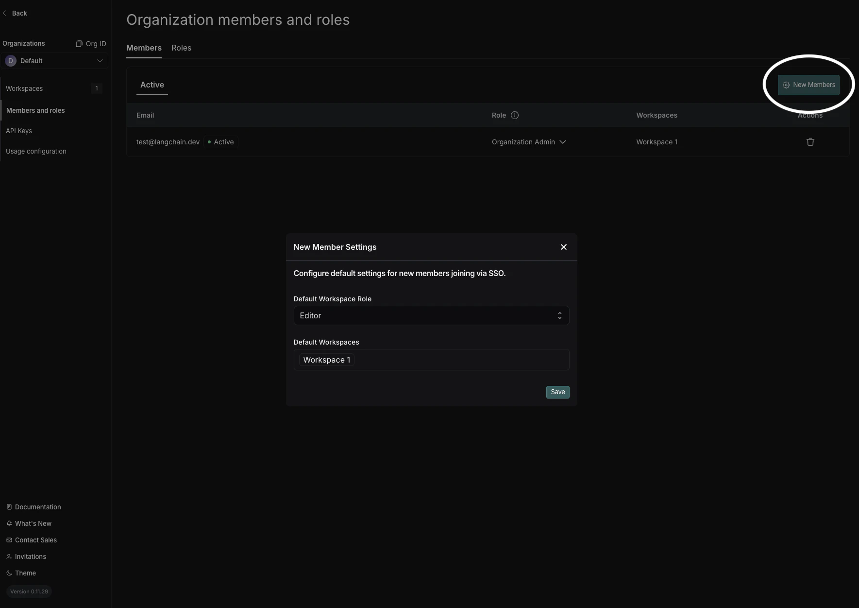 Update SSO Member Settings