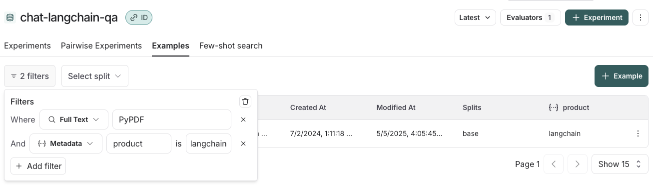 Filters Applied to Examples