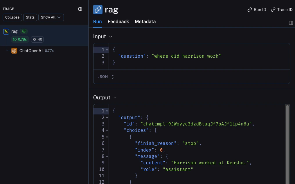 Tracing tutorial chain