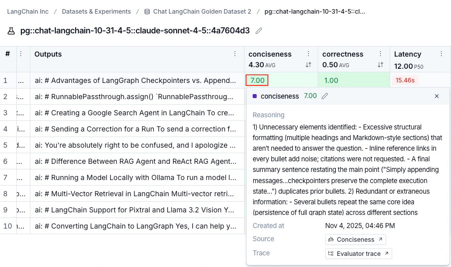 View evaluator runs
