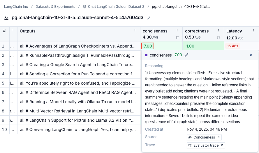 View evaluator runs