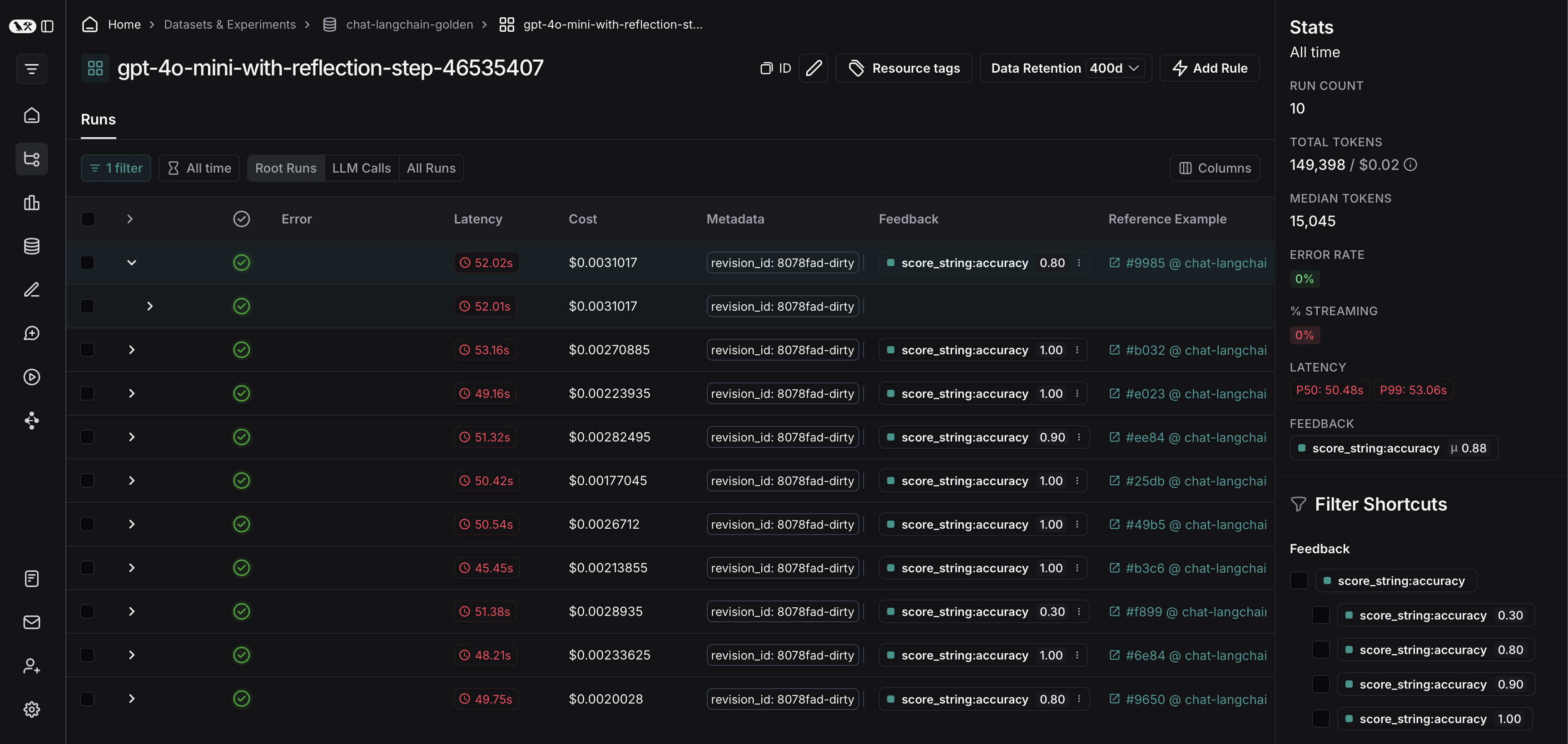 Export filtered traces
