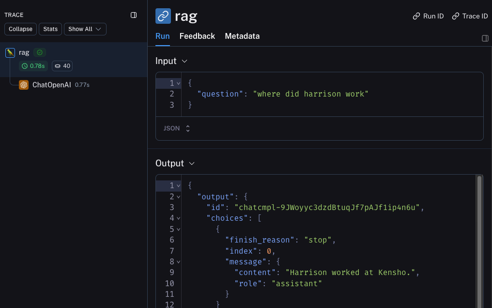 Tracing tutorial chain