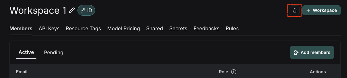 Delete a workspace