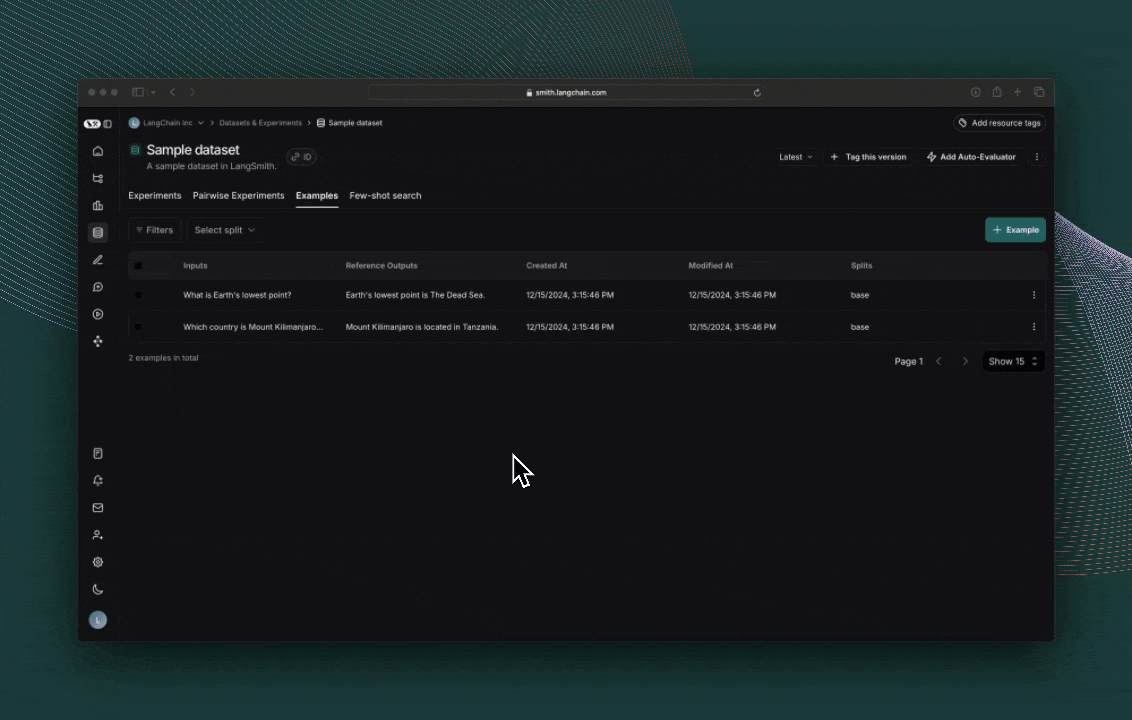 Gif showing sample dataset, clicking the UI to access the Experiment UI