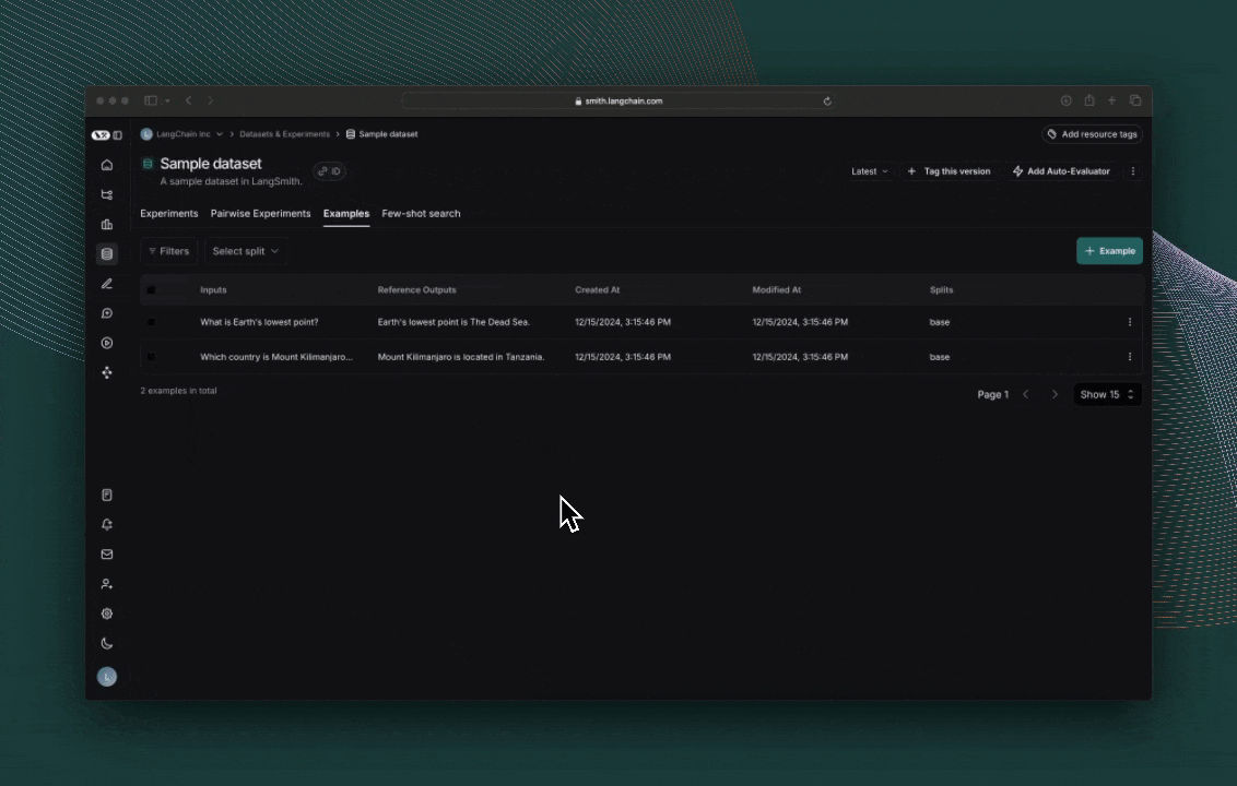 Gif showing sample dataset, clicking the UI to access the Experiment UI