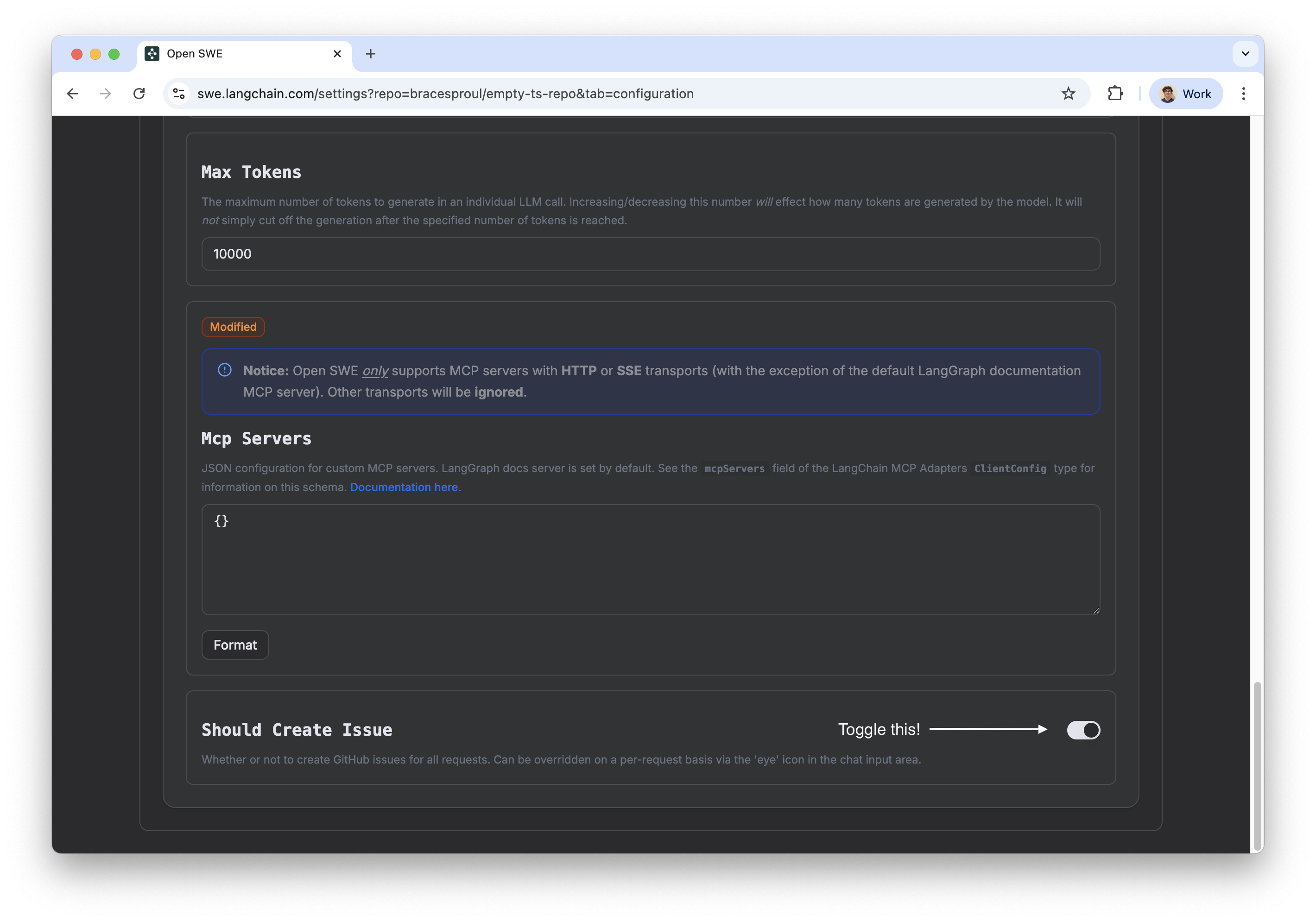 Global Should Create Issue Toggle