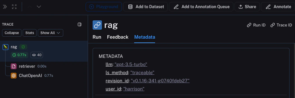 Tracing tutorial metadata
