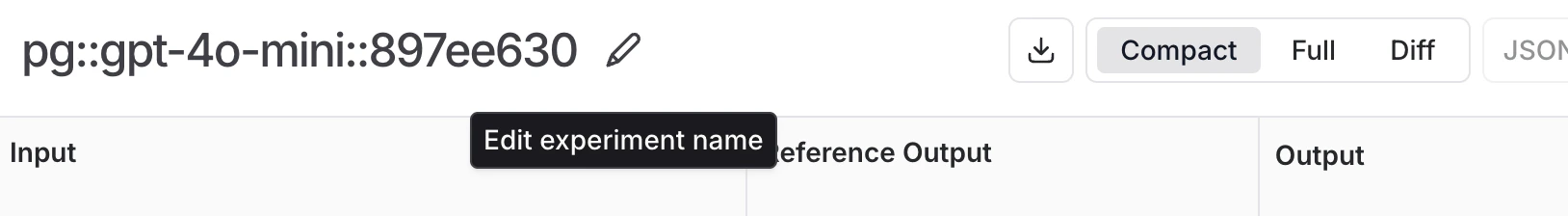 Edit name in experiments view