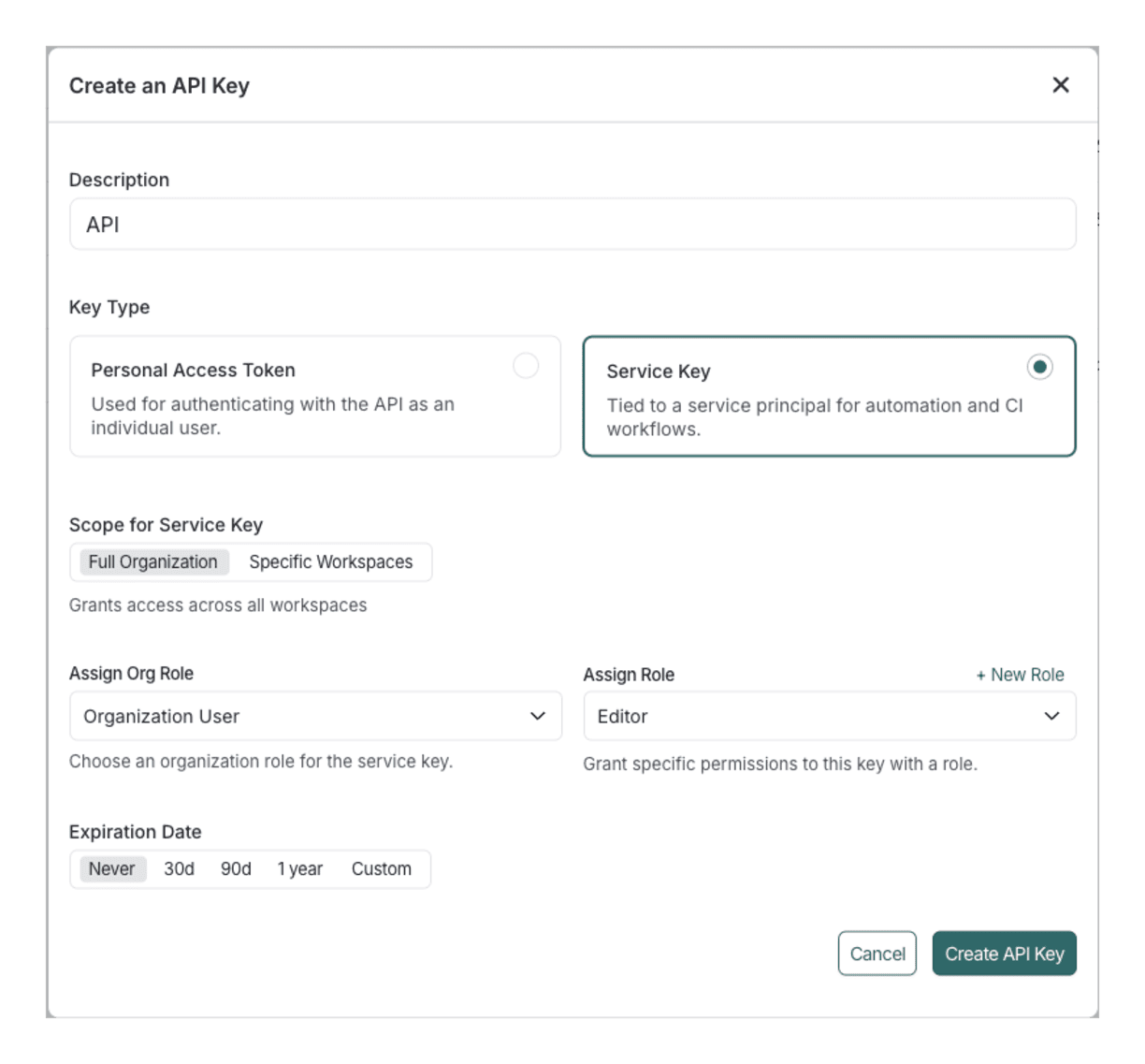 Create API key