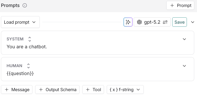 The prompt interface with the + Tool button following the editing boxes.