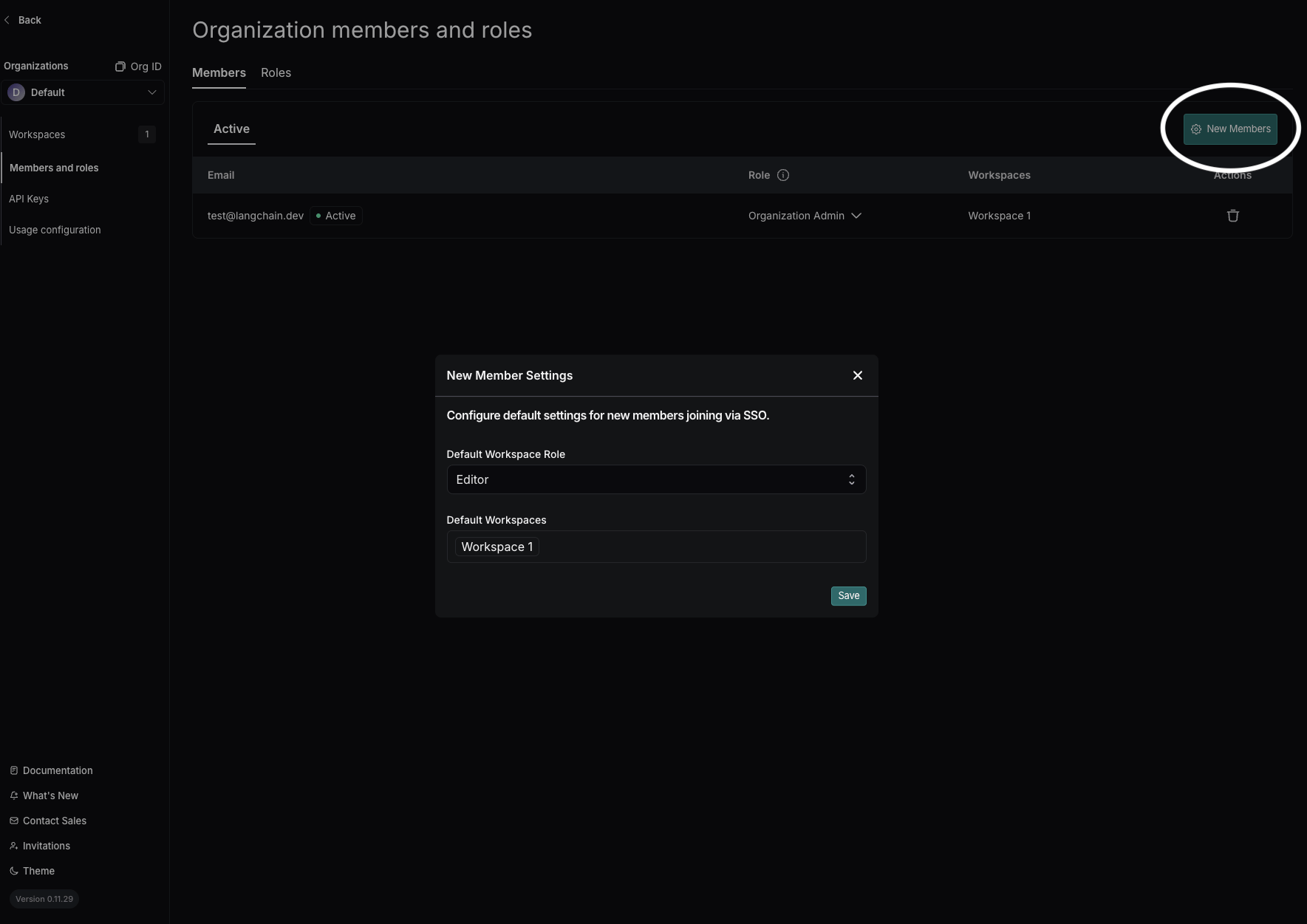 Update SSO Member Settings