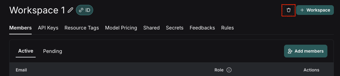Delete a workspace