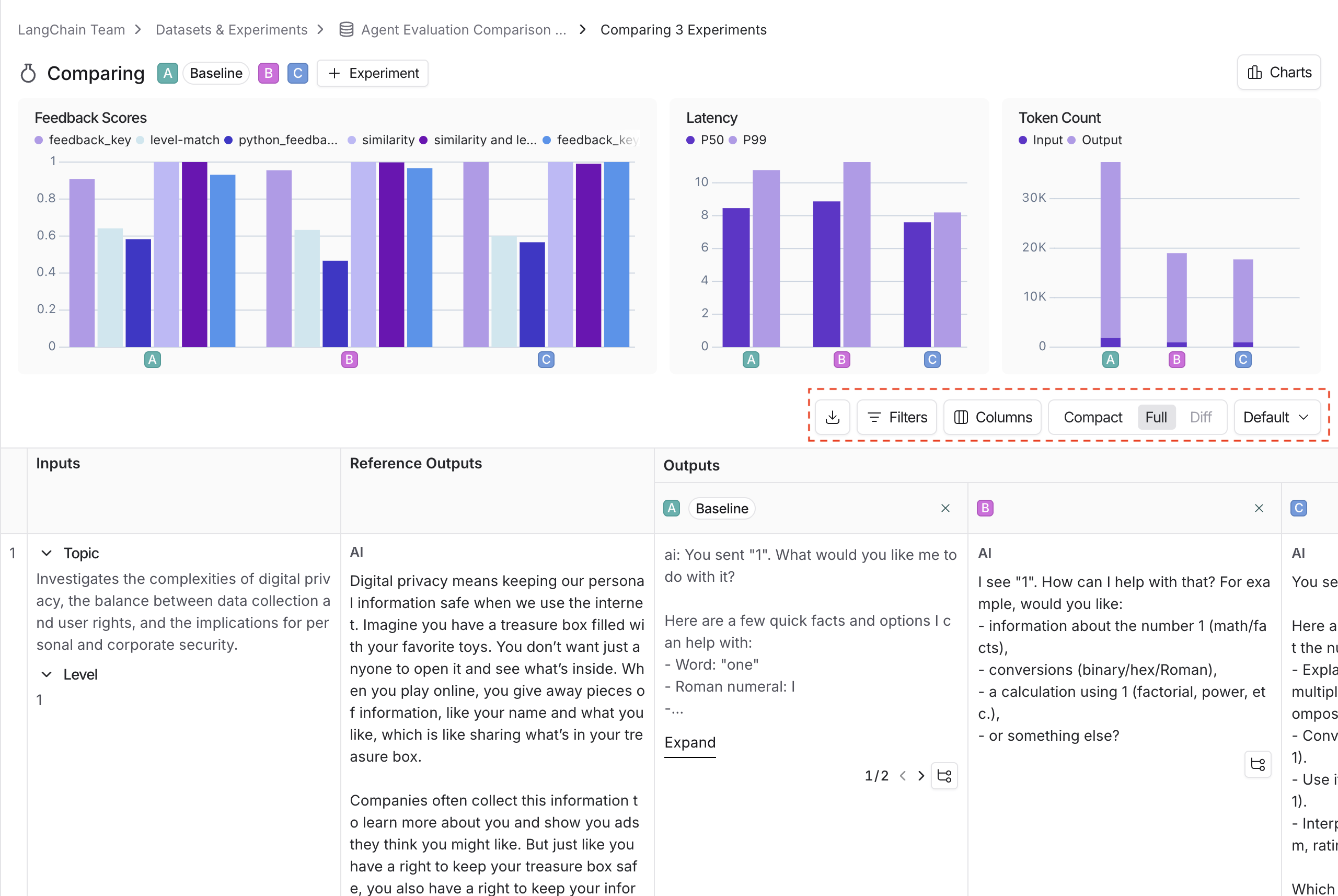 Table display options, in light mode.