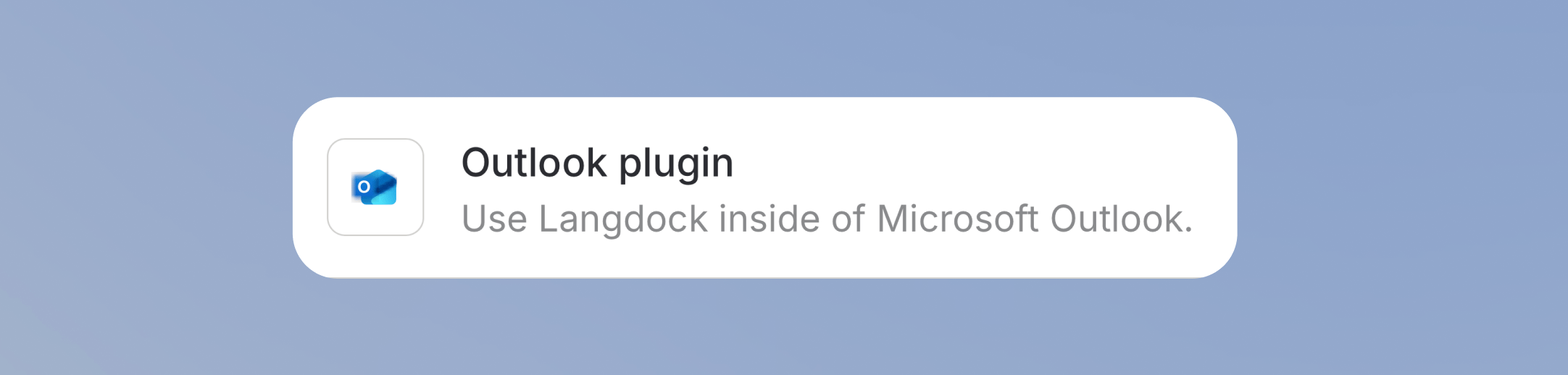 Outlook plugin card showing the Outlook icon and text Use Langdock inside of Microsoft Outlook