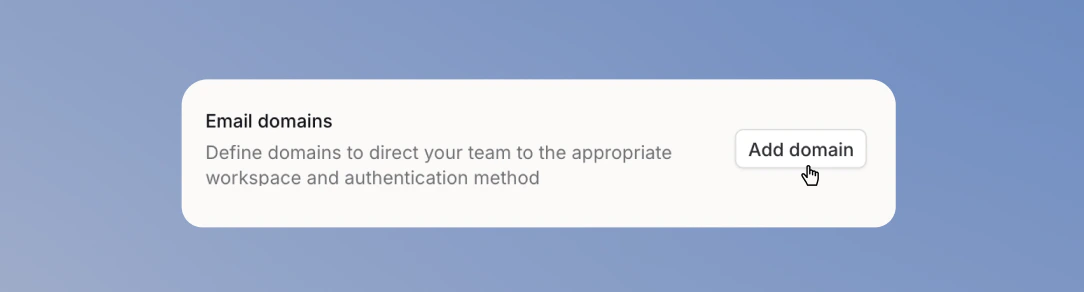 Add domain button in the Email domains section