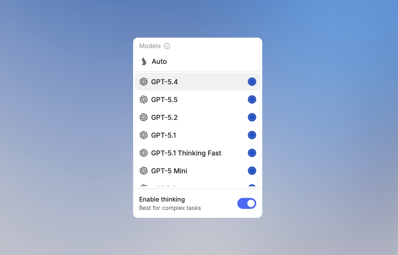 Extended Thinking toggle in the model selector