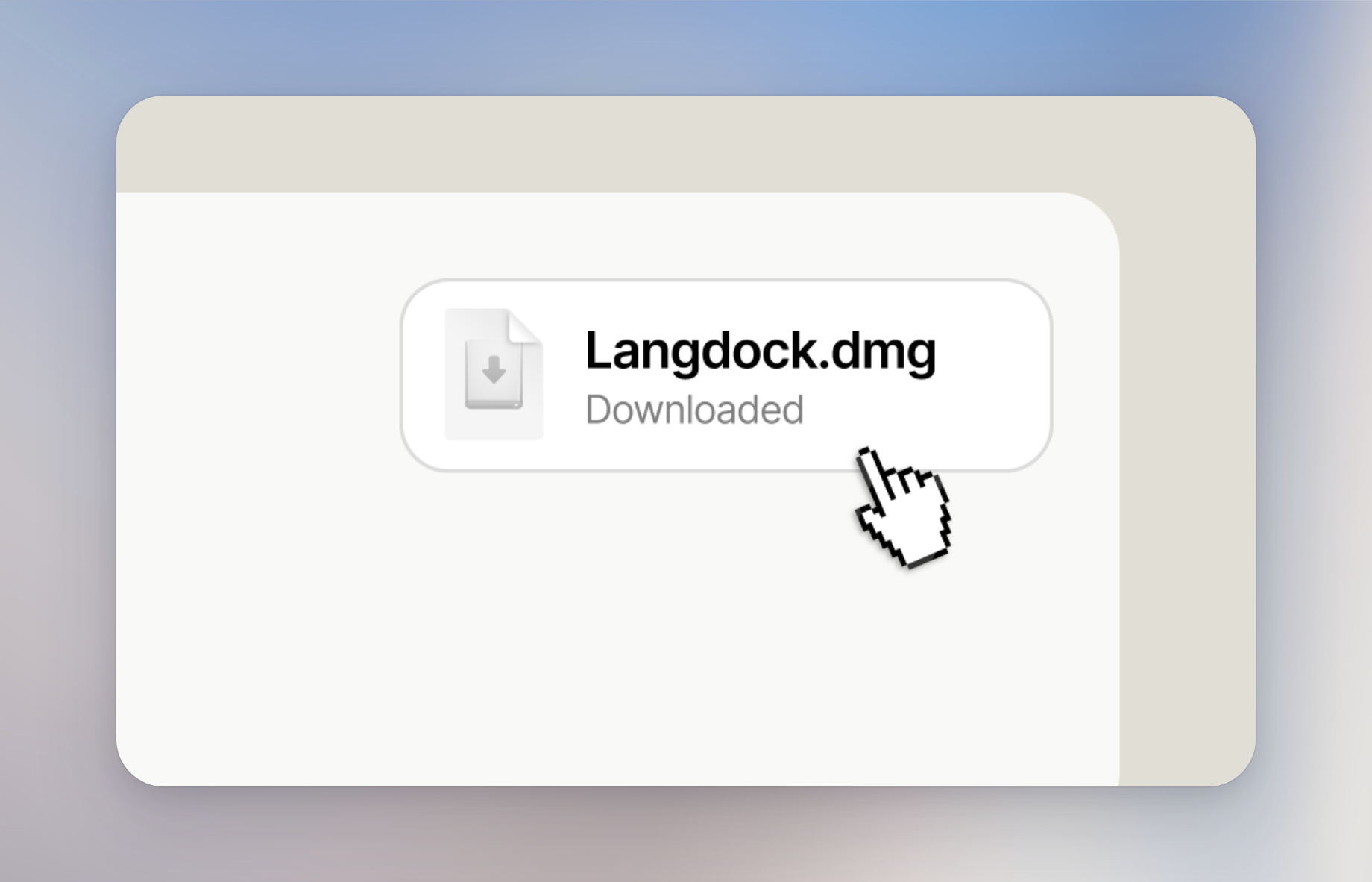 Downloaded Langdock.dmg file in Downloads with the pointer on the file