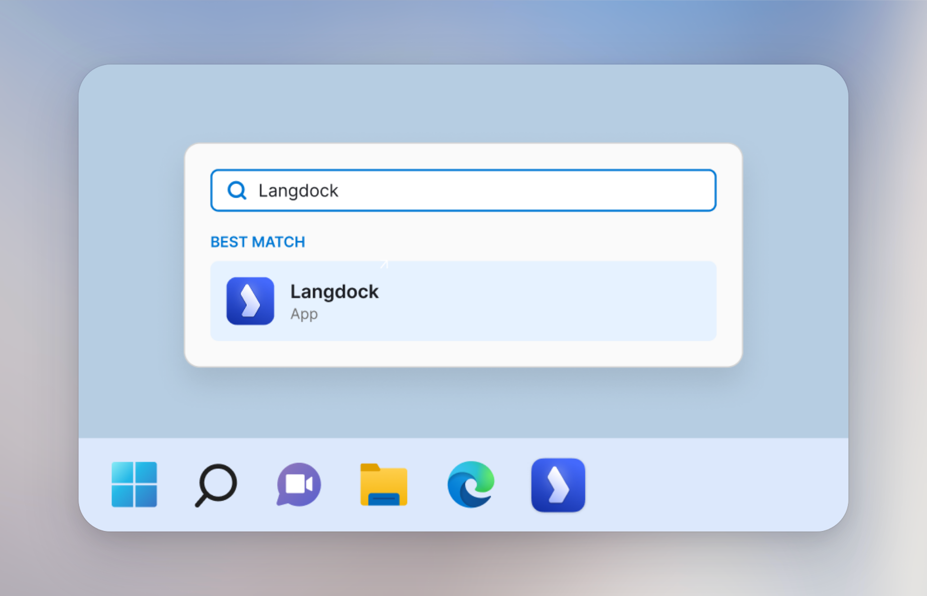 Langdock in the Windows Start menu with the pointer on the app