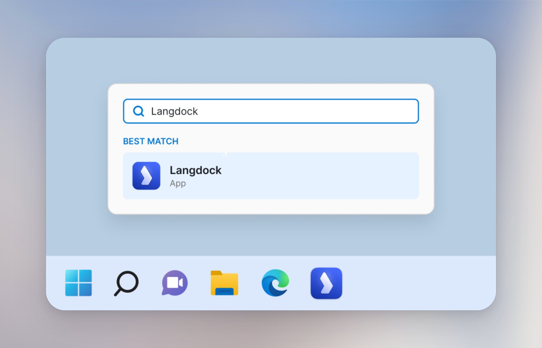 Langdock in the Windows Start menu with the pointer on the app