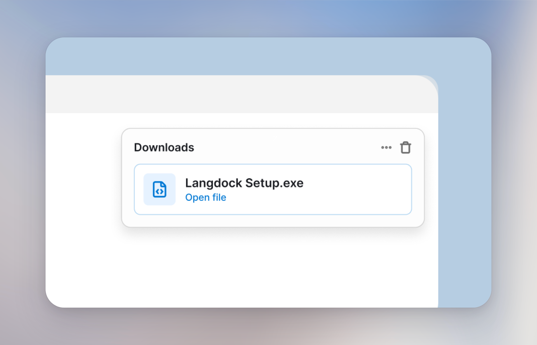 Downloaded Langdock Setup.exe file with the pointer on the file