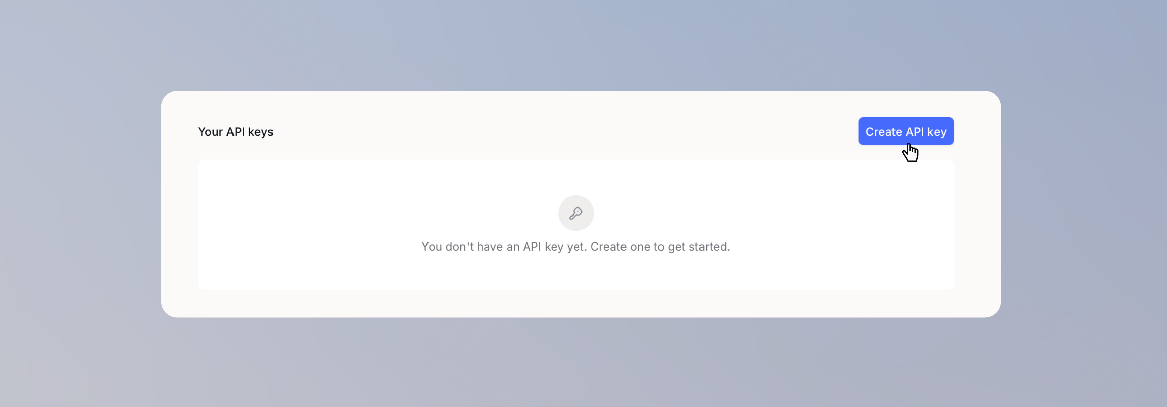 Bereich Deine API-Keys mit dem Button API-Key erstellen