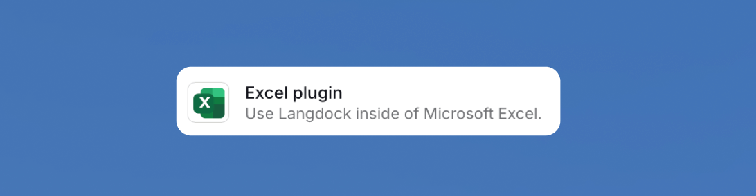 Excel plugin card showing the Excel icon and text Use Langdock inside of Microsoft Excel
