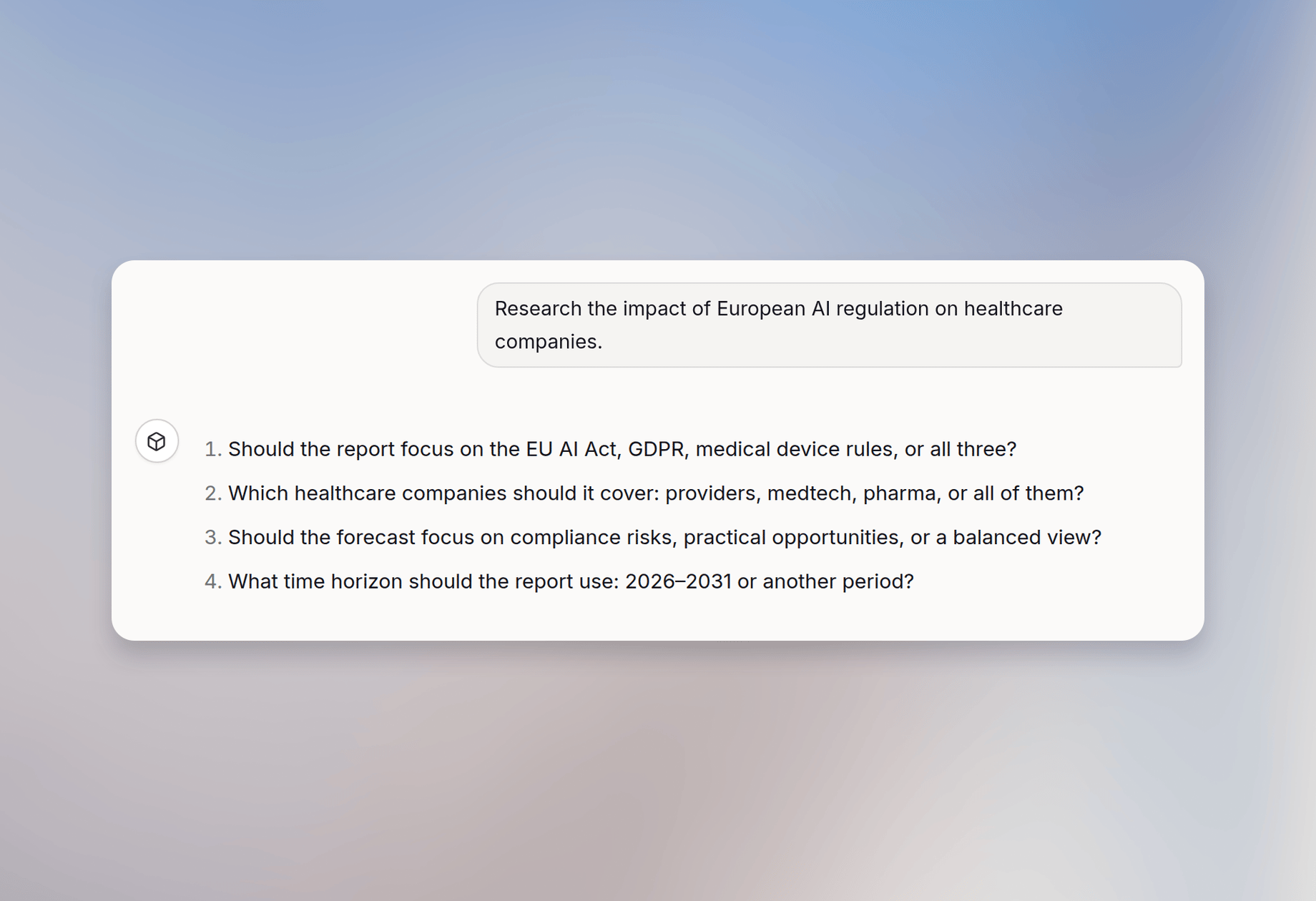 Deep Research follow-up questions in Chat