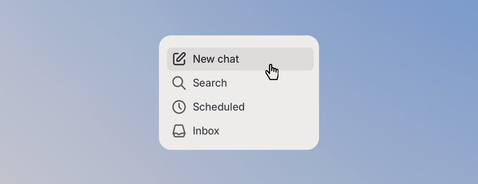 Seitenleistenmenü mit ausgewähltem neuen Chat