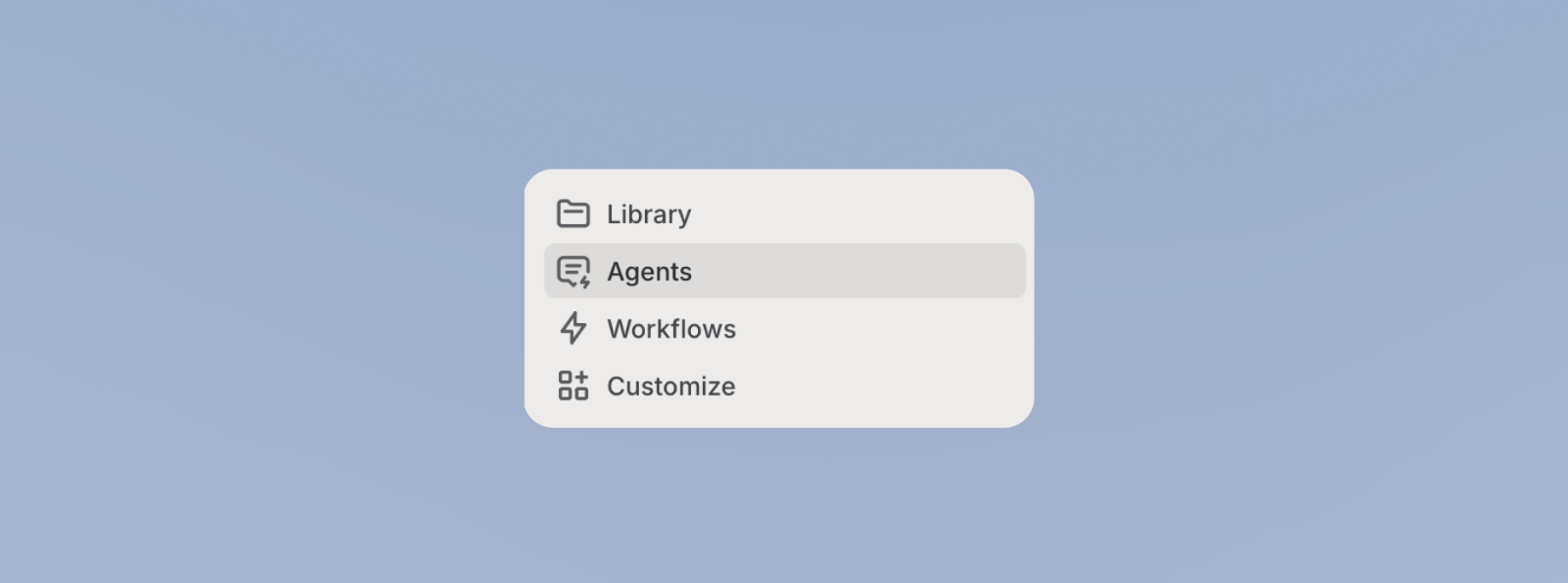 Sidebar navigation with the Agents entry highlighted