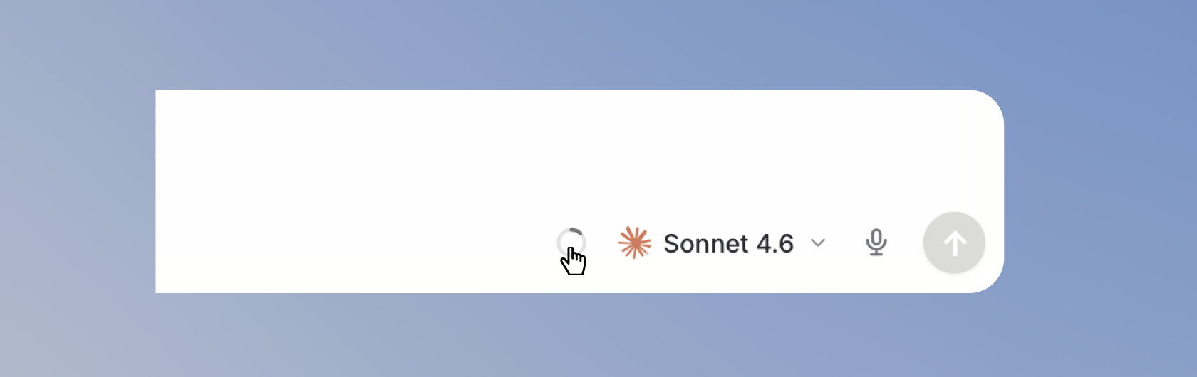 Chat input with the context window indicator selected next to the model selector