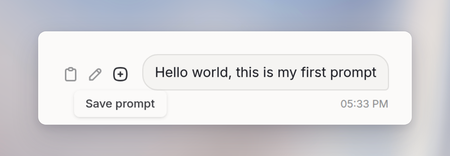Prompt actions with the Save prompt action selected
