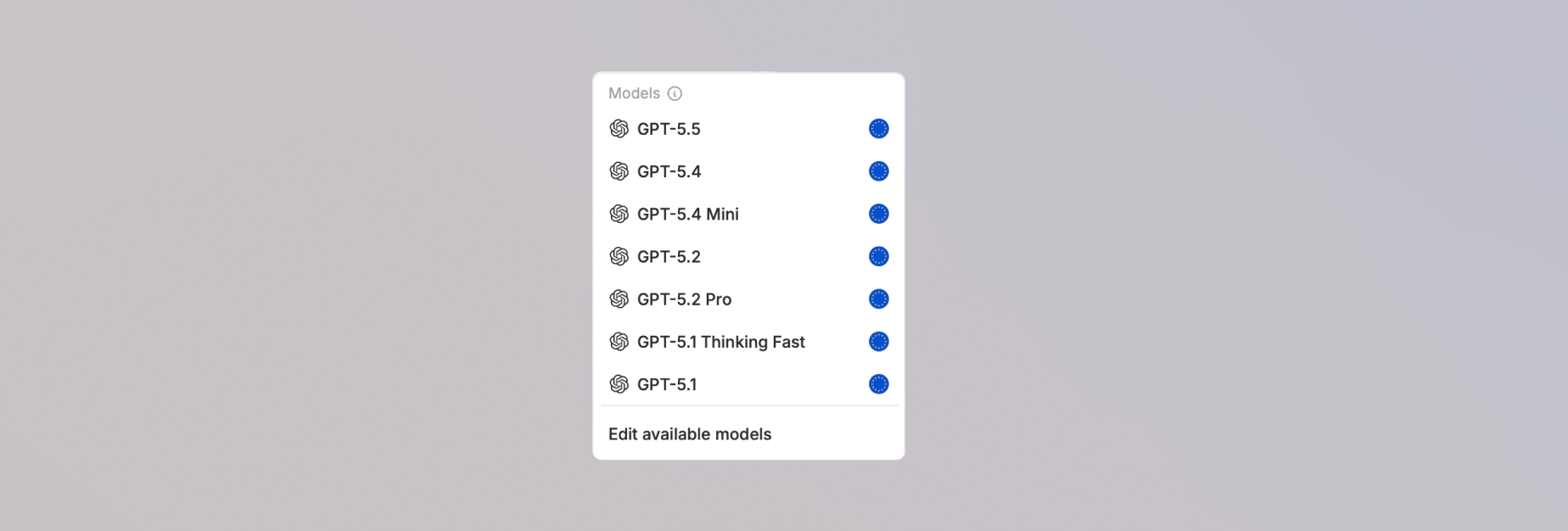 Modellauswahl-Dropdown mit verfügbaren Modellen für den KI-Prüfer