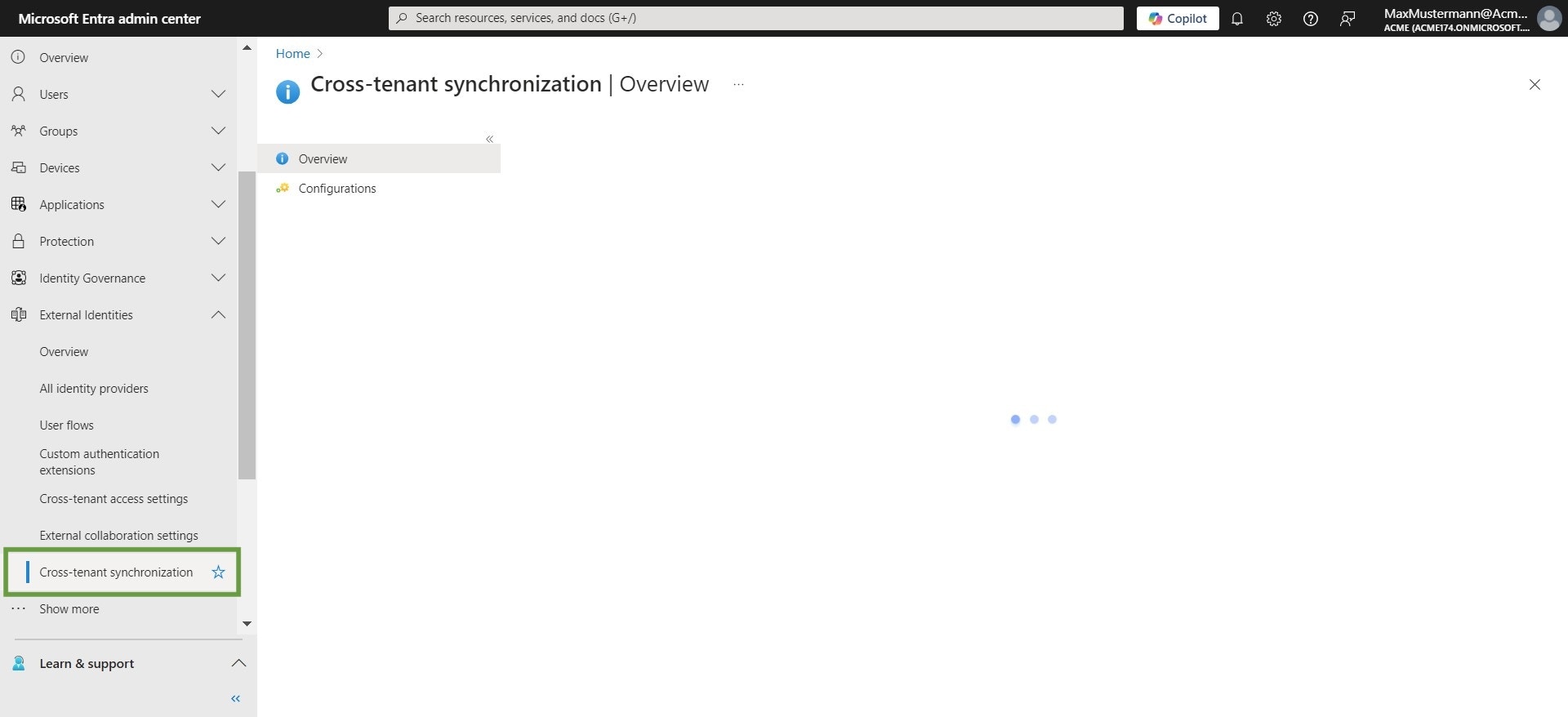 "Select Cross-tenant synchronization"