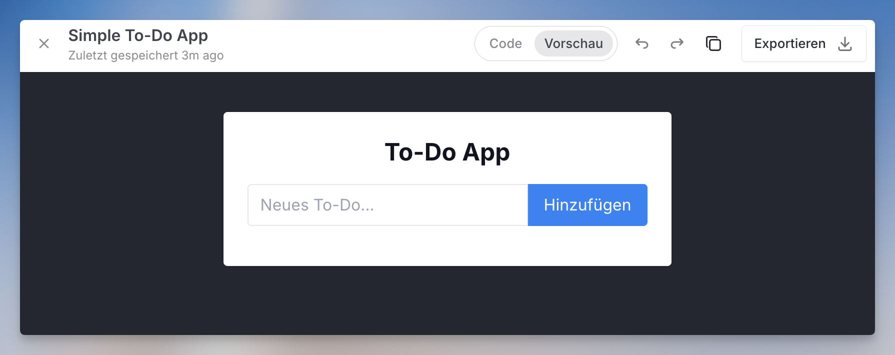 Vorschau und Ausführen von Code-1