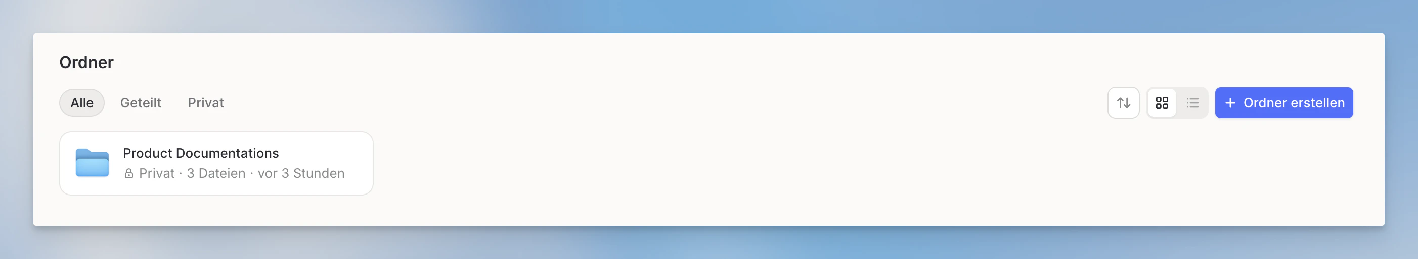 Der Ordner-Bereich innerhalb von Dateien