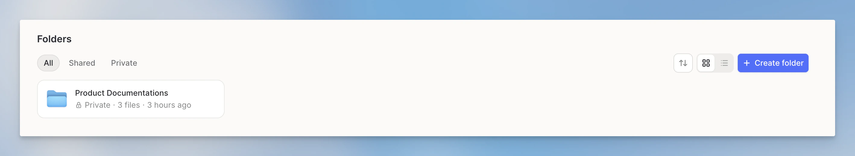 The Folders section inside the Library