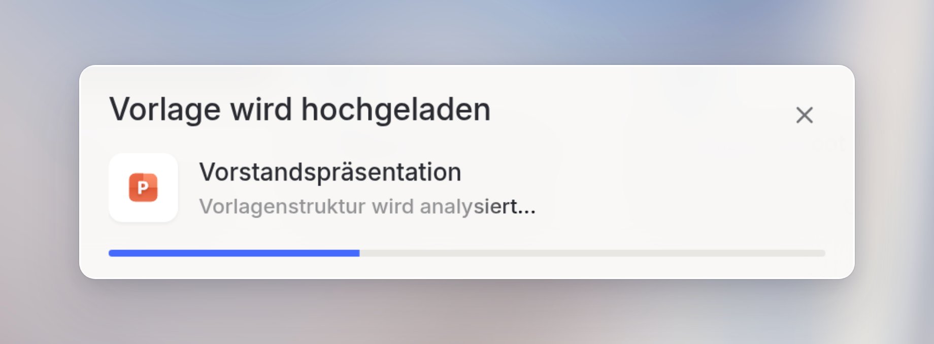 Der Upload-Dialog während der Analyse mit Statusmeldung und Fortschrittsbalken