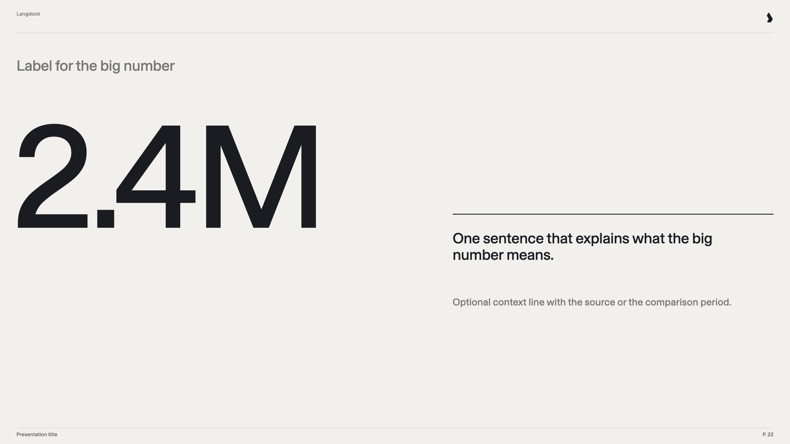 Slide with one very large number, a label and a short explanation