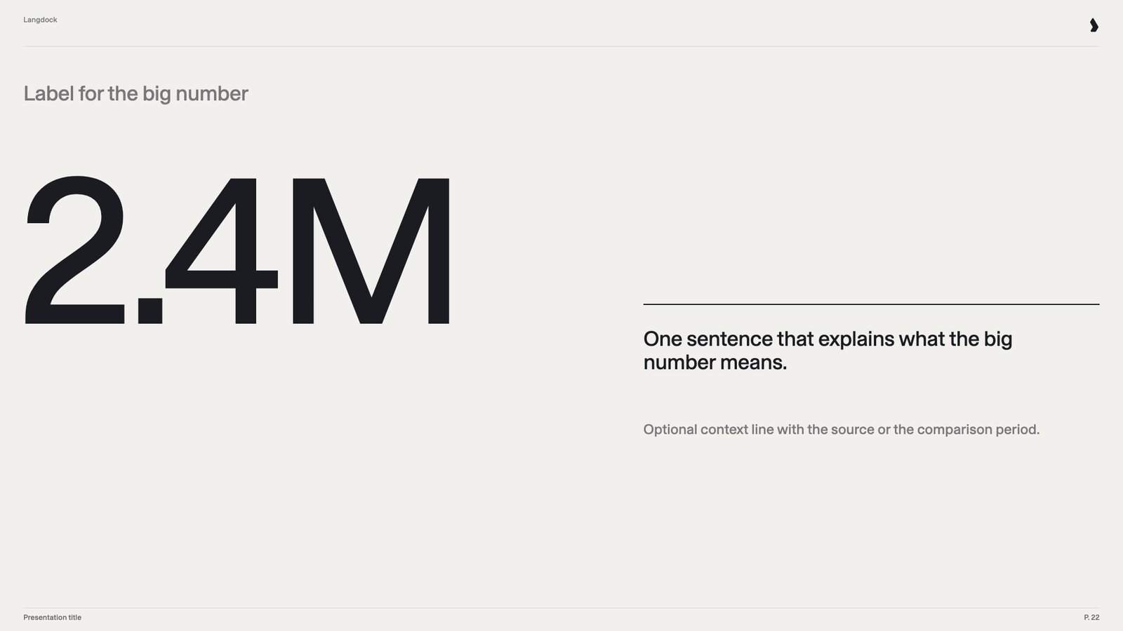 Slide with one very large number, a label and a short explanation
