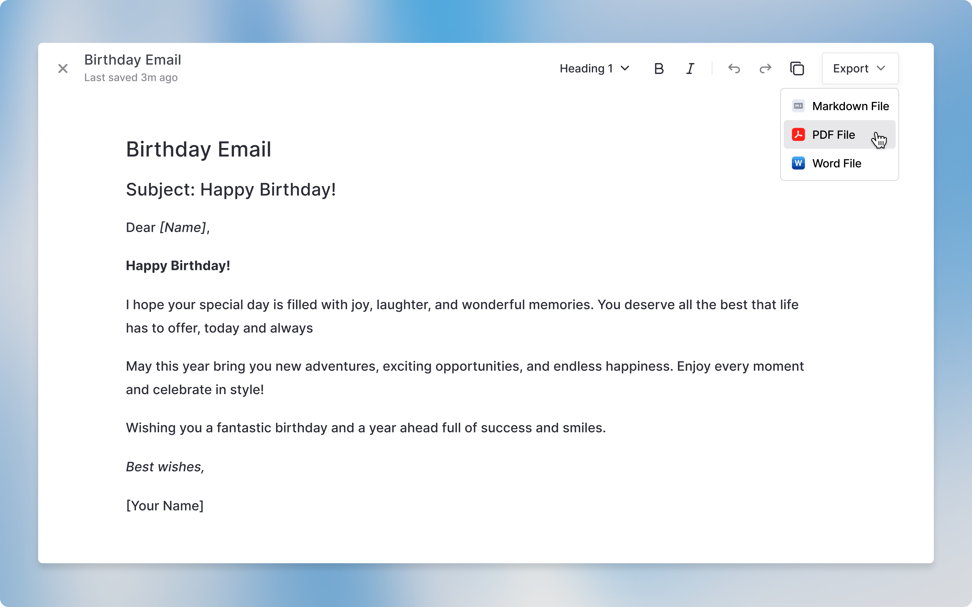 Image shows exporting options from Canvas