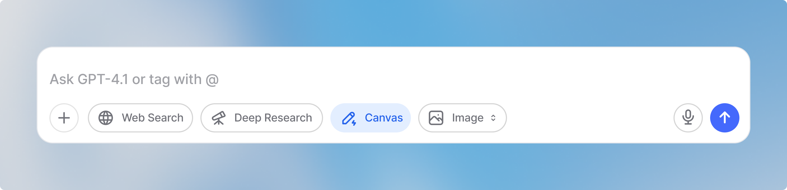 Image shows how the input bar looks when canvas is selected