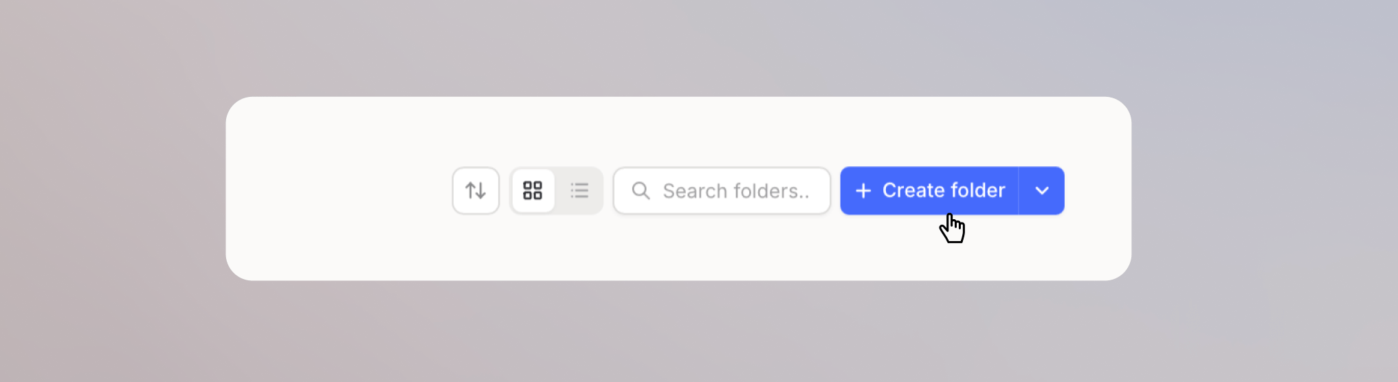 Folders section with the Create folder button selected